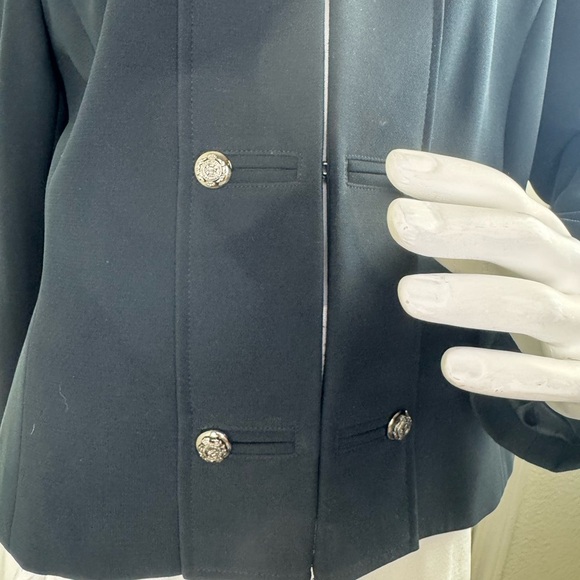 Tahari Blazer Jacket Size 14 Polyester Button Detail Career Office Military - Picture 4 of 10